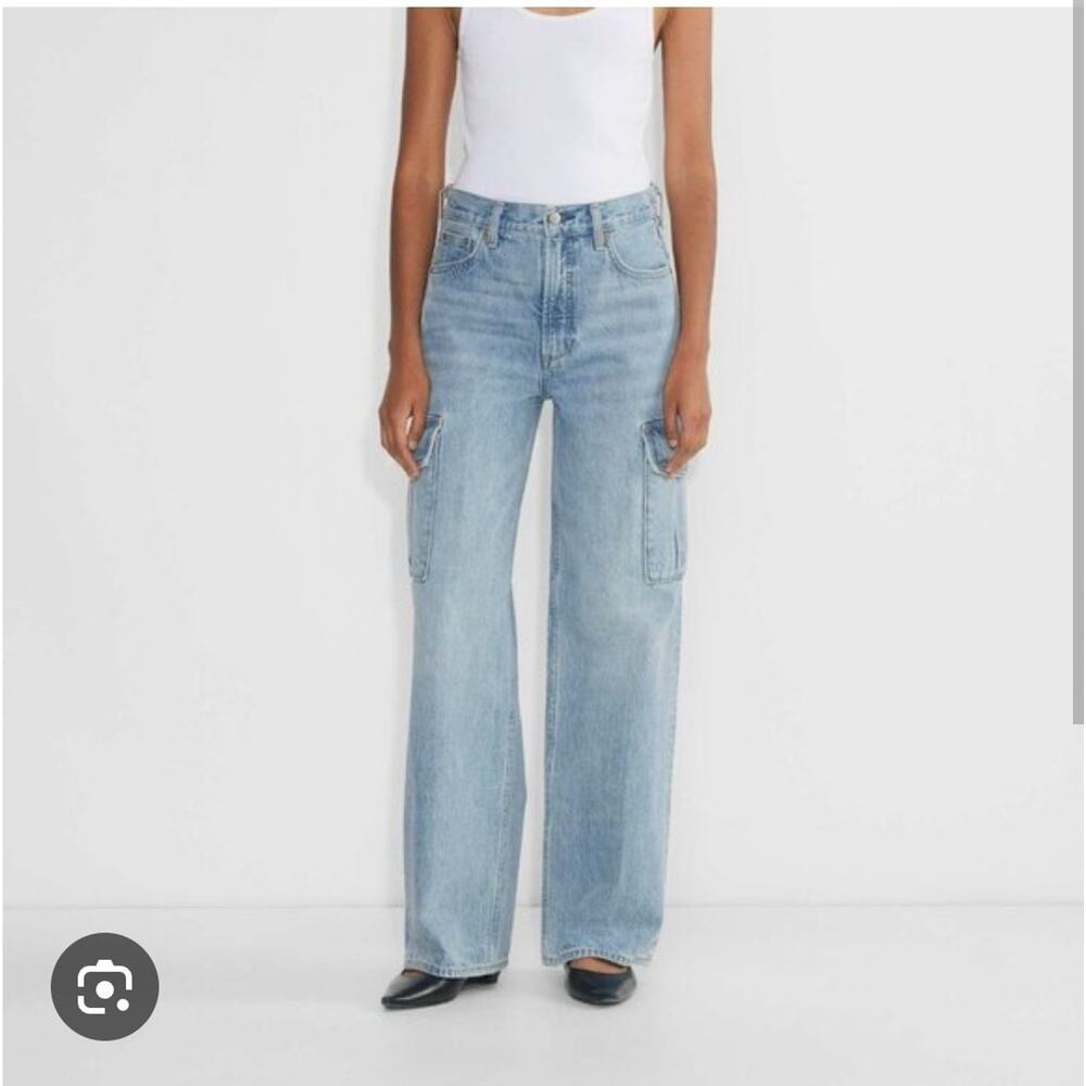 Denim Forum Womens The Farrah Hi-Rise Wide Leg Cargo Jeans 23